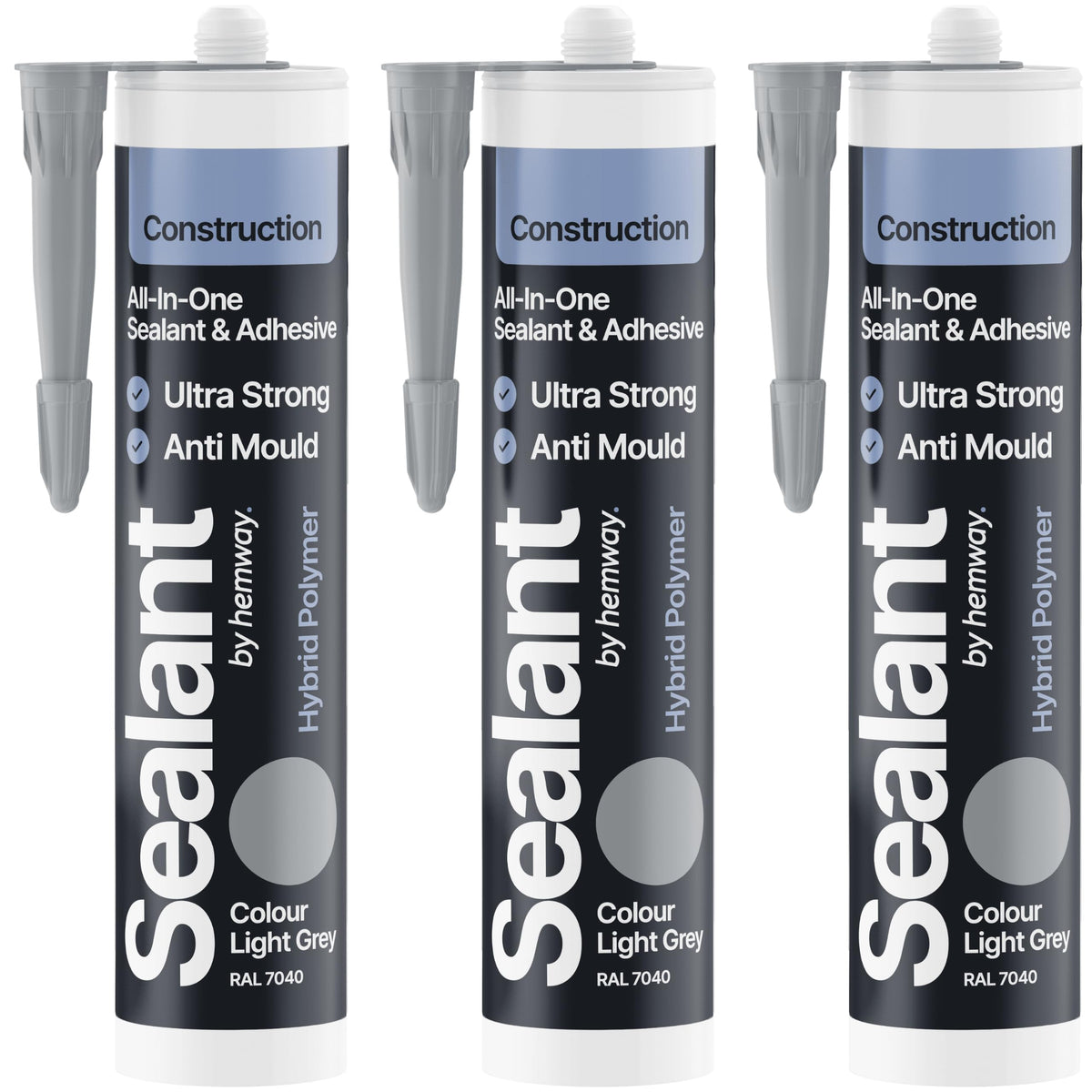 Hemway Kitchen & Bathroom Crystal Clear Sealant & Adhesive 300ml 3 Pack