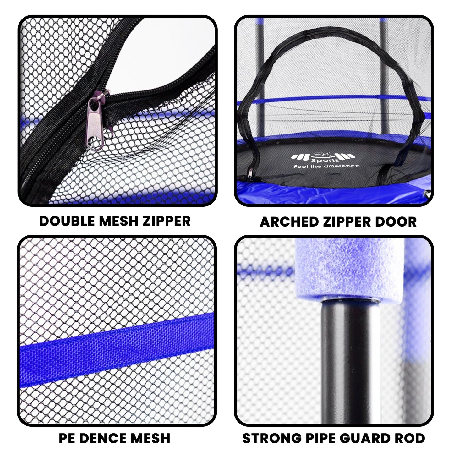 FK Sports 55" Kids Rebounder Trampoline with Safety Net — Bungee System, Max 100 kg