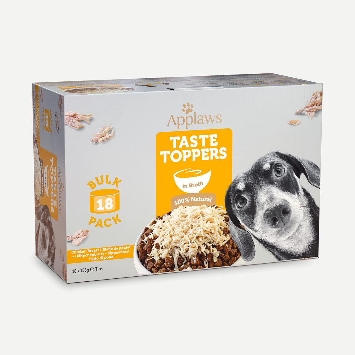 Applaws Natural Wet Dog Food Topper, Chicken Selection in Broth, 8x156g Tin