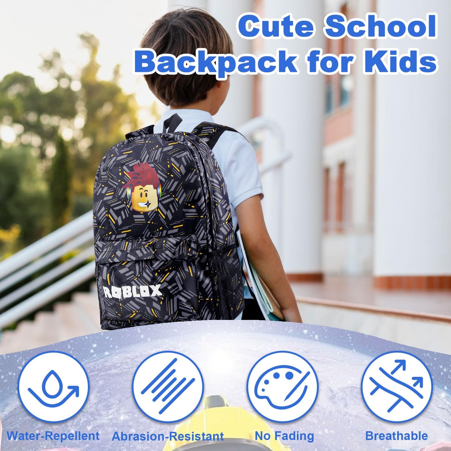yumcute De-mn Backpack Kids, Teen Game School Bags, Children Primary Schoolbag, Children's School Backpack, 17 Inch Large Capacity Travel Rucksack Waterproof Boys Girls Book Bags for Aged 3-12 Years