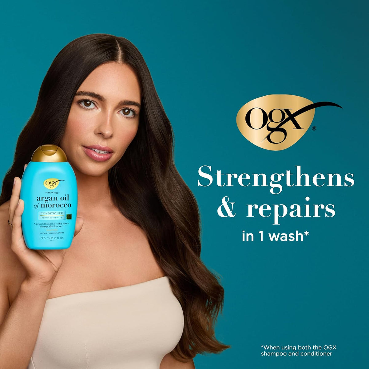 OGX Argan Oil of Morocco Hair Conditioner, Hydrate and Repair, Intensively Moisturises, for Dry and Damaged Hair, Sulfate Free Surfactants, 385ml