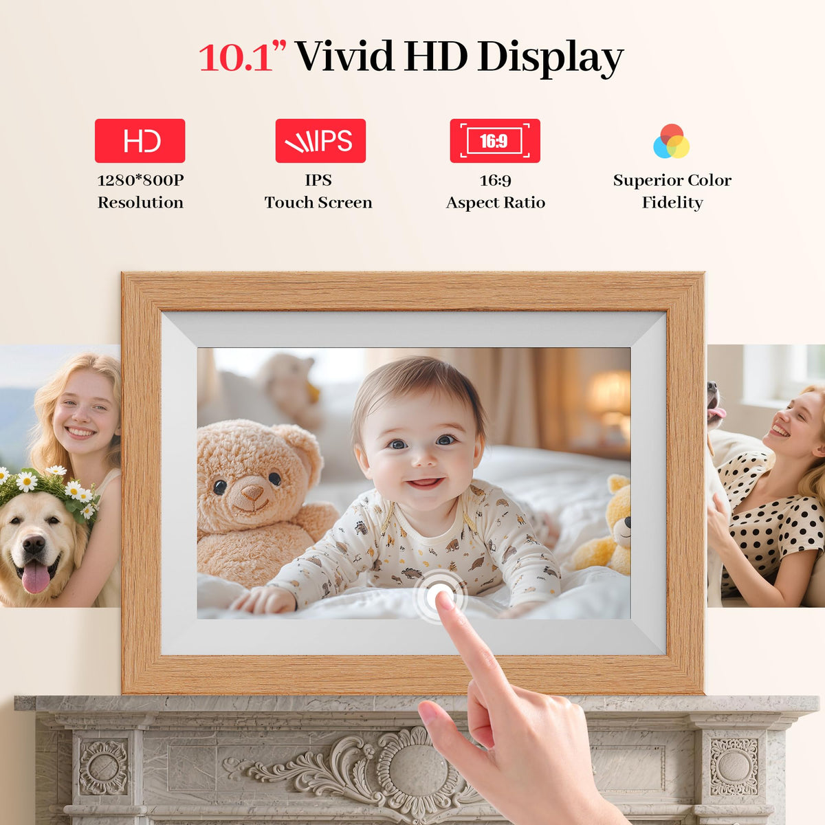 Frameo WiFi Digital Photo Frame 10.1 Inch - 1280x800 HD IPS Touch Screen Picture Frame Electronic, 32GB Memory, Auto Rotate, Wall Mountable, Digital PictureFrame for Sharing Photos and Videos