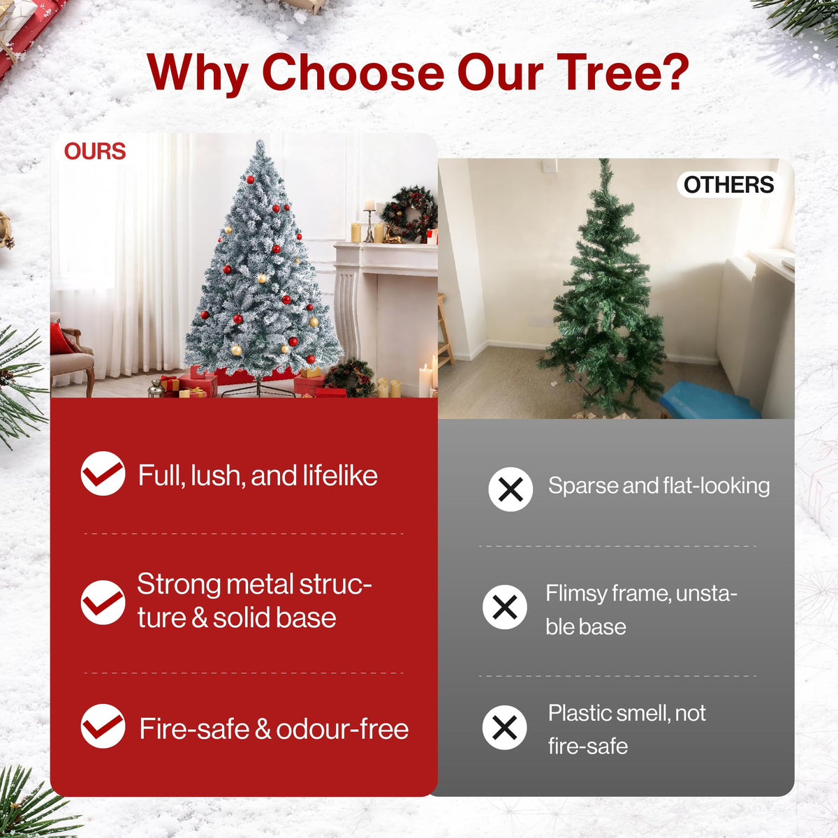 7ft Premium Christmas Tree 1432 Branch Tips Green Xmas Trees Bushy Artificial Christmas Tree Pine Tree with Metal Stand Easy to Assemble Realistic Spruce Branches Christmas Tree for Indoor and Outdoor