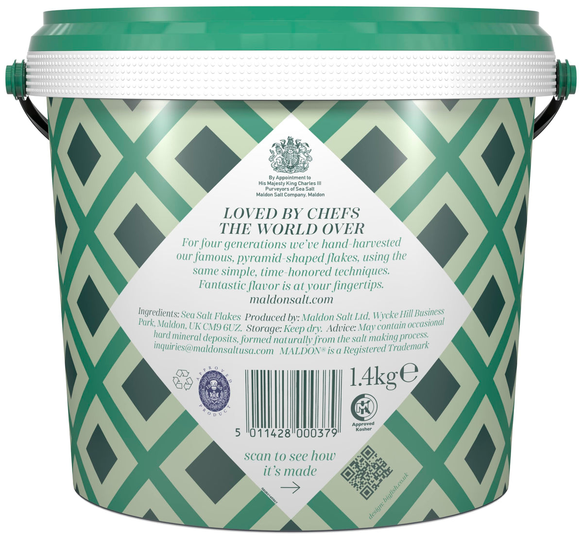 Maldon - Sea Salt Flakes, Unique Pyramid Shaped Salt Flakes, Perfect for a Wide Range of Dishes, Hand-Harvested for Four Generations, 570g Tub