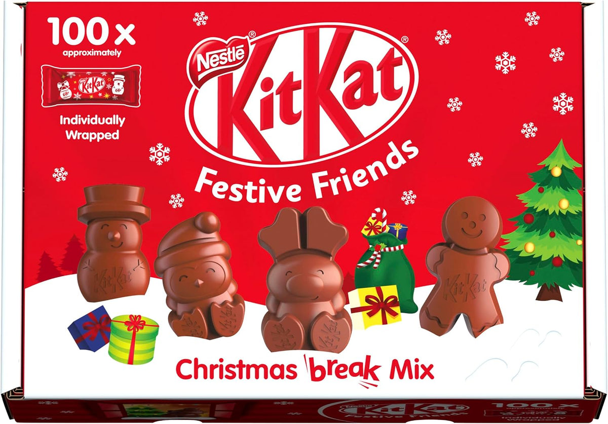 KitKat Christmas Friends Chocolate Figures Bulk Box, 100 Pieces, 820g