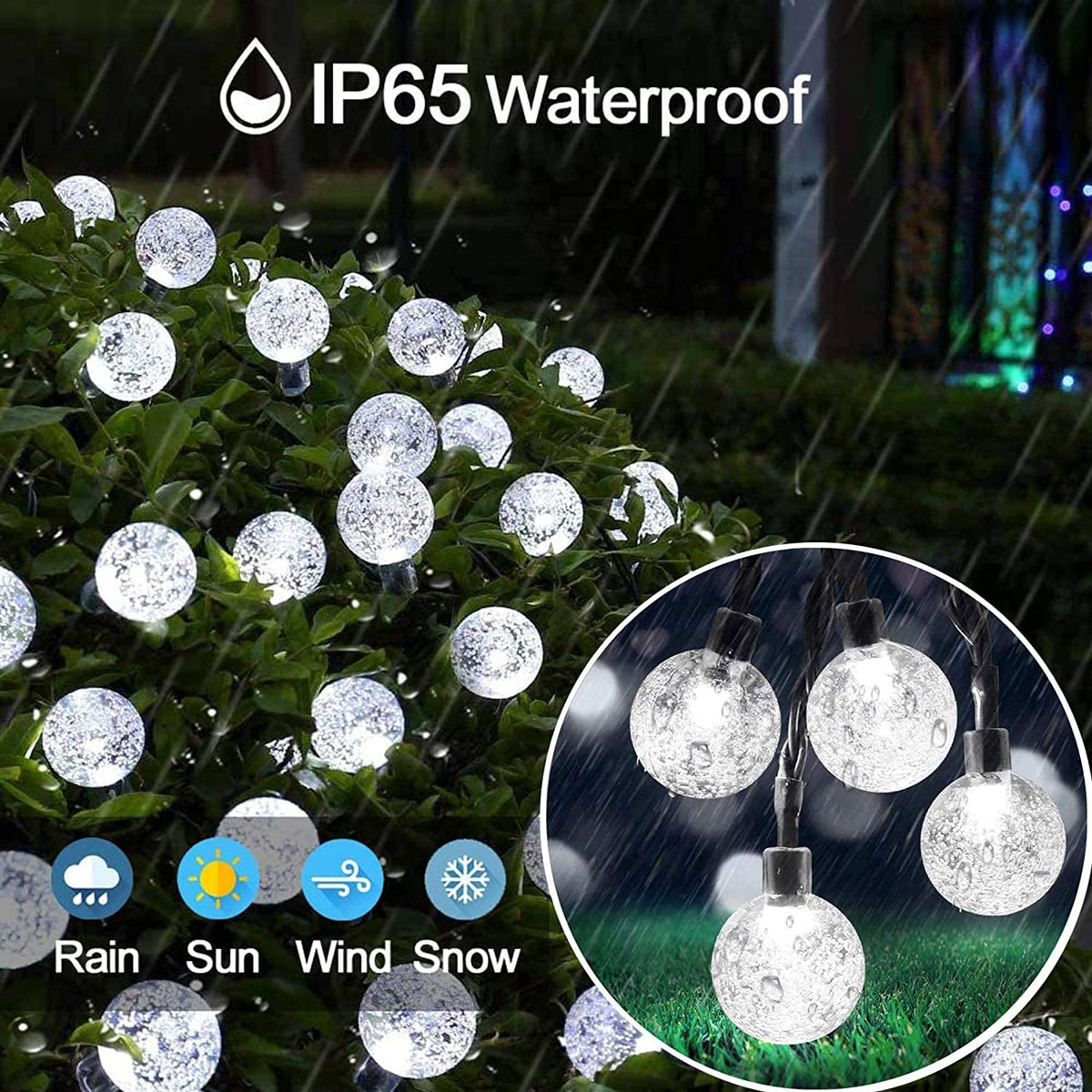 Lezonic Solar String Lights Outdoor, 50LED 7M/23Ft Solar Fairy Lights