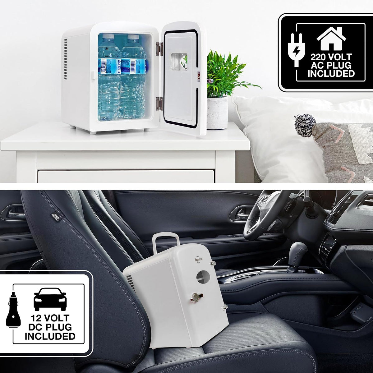 Koolatron Retro Mini Fridge For Bedrooms 12V Portable Cooler Refrigerator 4L Small 6 Can Table Top Quiet Mini Fridges For Skincare Food Drinks Kids Home Car & Travel Black