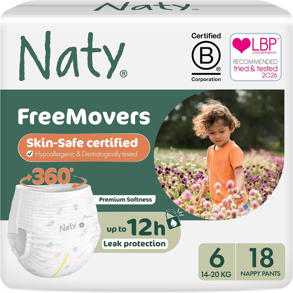 Naty FreeMovers Nappy Pants, Size 6 (16+kg), 18 Count