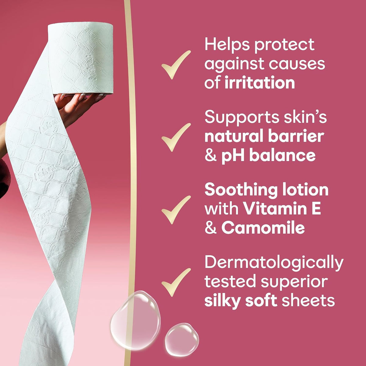 Andrex Skin Protect Toilet Roll - 8 Toilet Rolls, 3-Ply