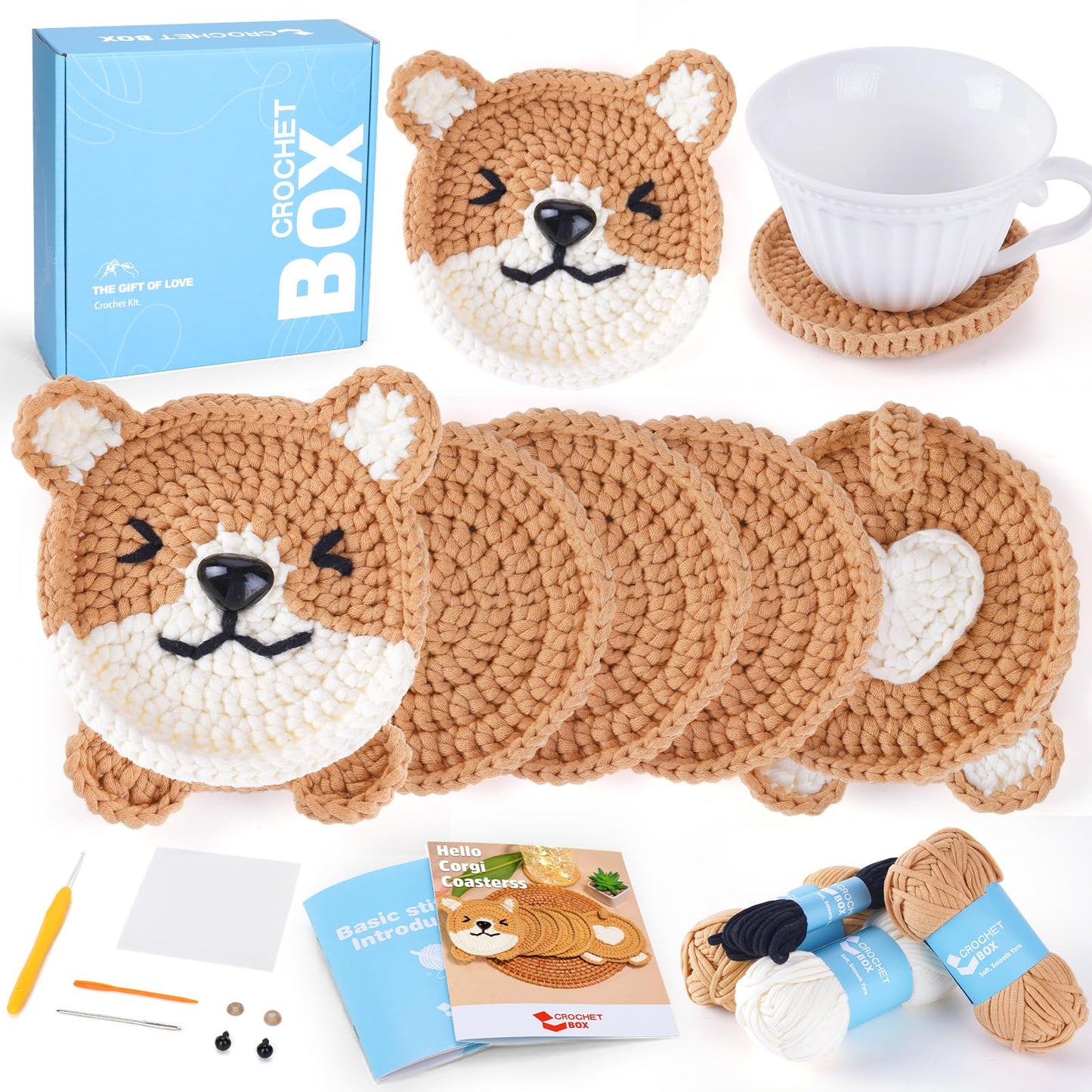 CROCHET BOX Complete Crochet Kit for Beginners - Highland Cow Crochet Kit, Include Video Tutorial, Instruction, Soft Yarn, Birthday Gift for Adults.