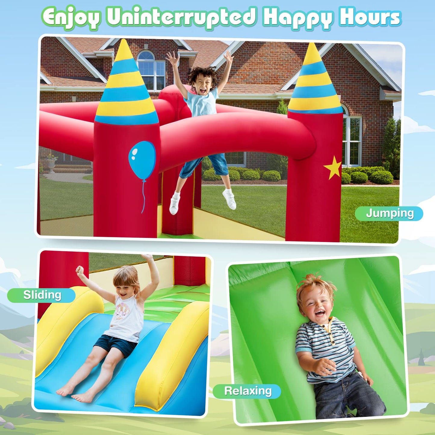 Maxmass Kids Inflatable Bouncy Castle with Slide — 260x205x190cm | Ages 3-10