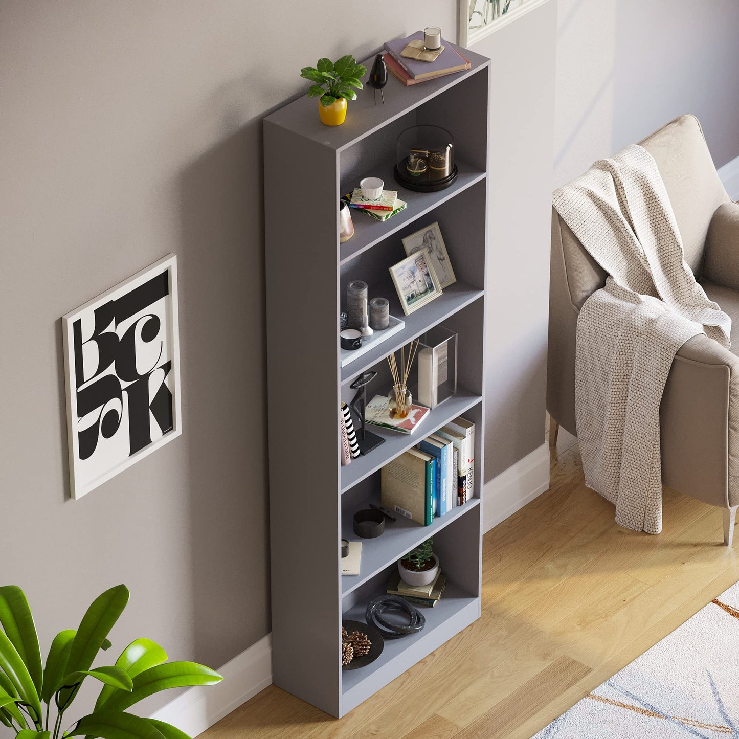 Vida Designs Cambridge 3 Tier Low Bookcase, White Wooden Shelving Display Storage Unit Office Living Room Furniture