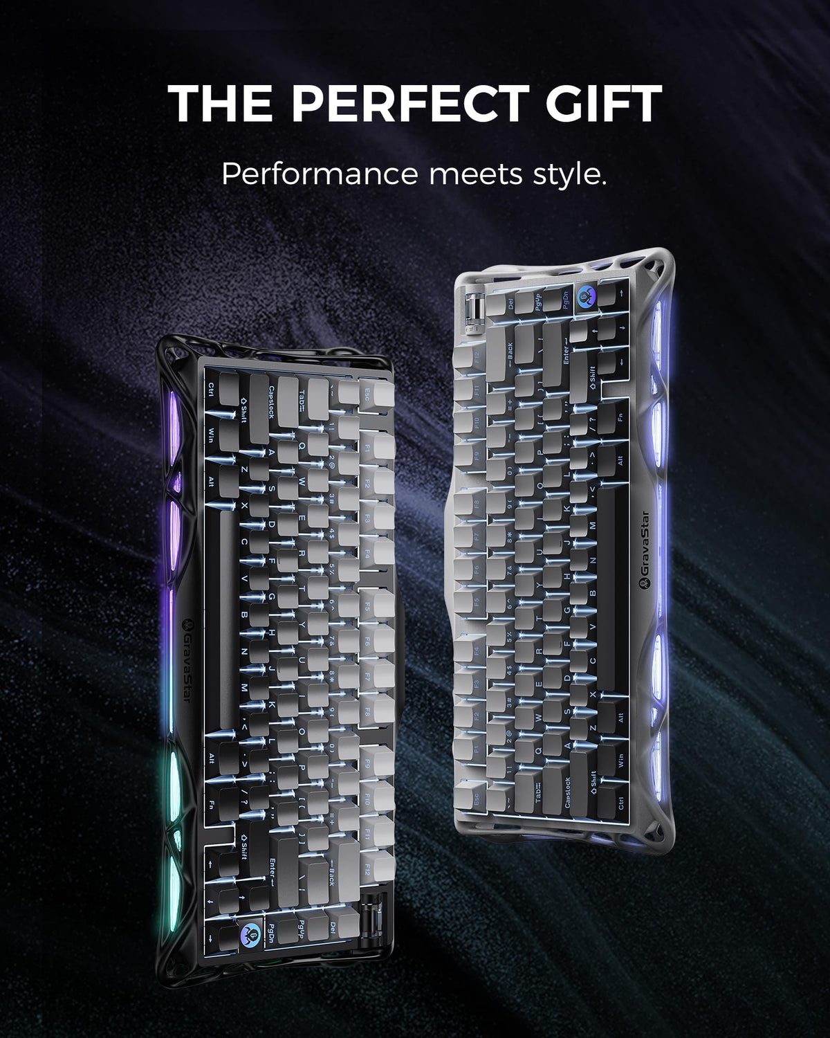 GravaStar Mercury K1 Mechanical Keyboard with Aluminium Frame, 75% Wireless Gaming Keyboard, Hot Swap Custom Keyboard with Button, Gasket, RGB Tri-Mode Keyboard, PBT Keycaps, 8000 mAh White
