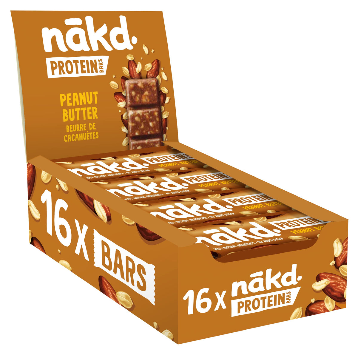Nakd Cocoa Hazelnut Protein Bar - Vegan - Gluten Free - Healthy Snack, 45g (Pack of 16 bars)