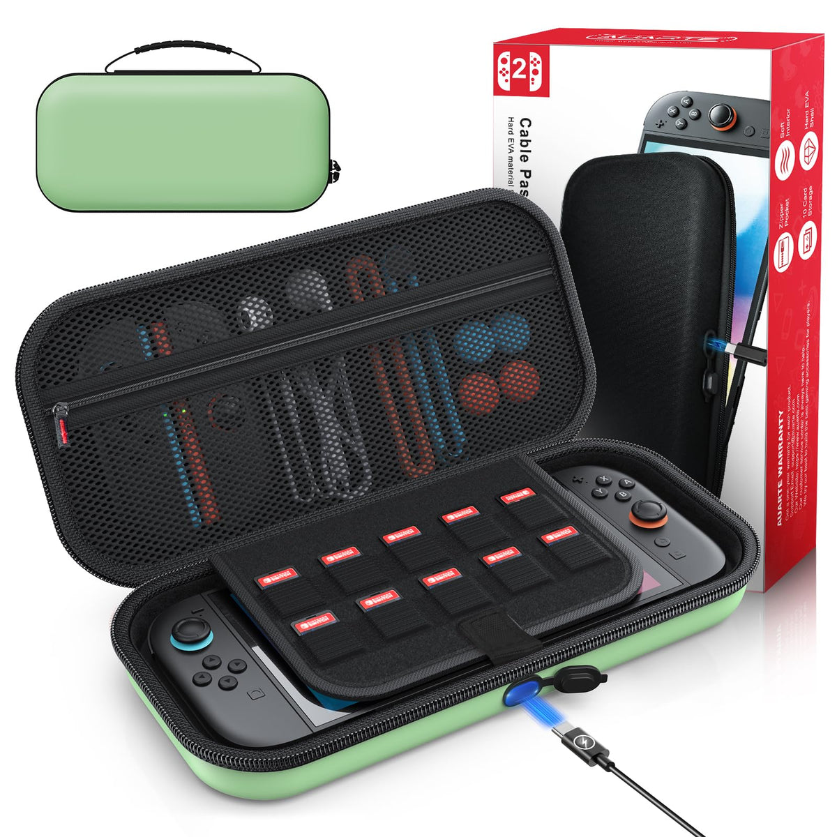 Case for Nintendo Switch 2, Travel Case with Charging Hole and 10 Game Card