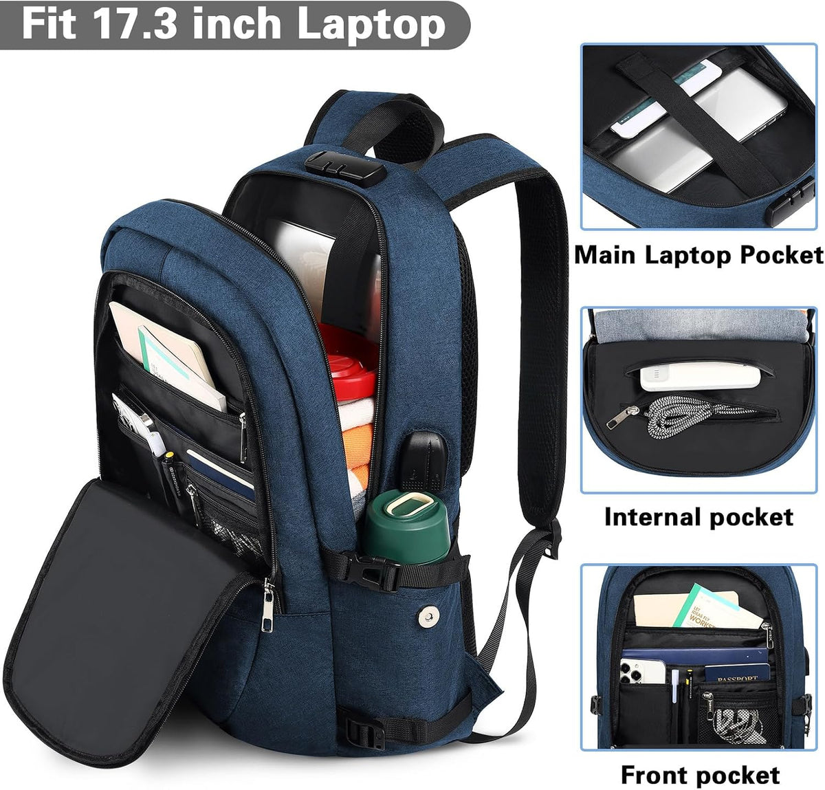 VSNOON Anti-Theft Laptop Backpack, 15.6-17.3 inch Business Laptop Bag