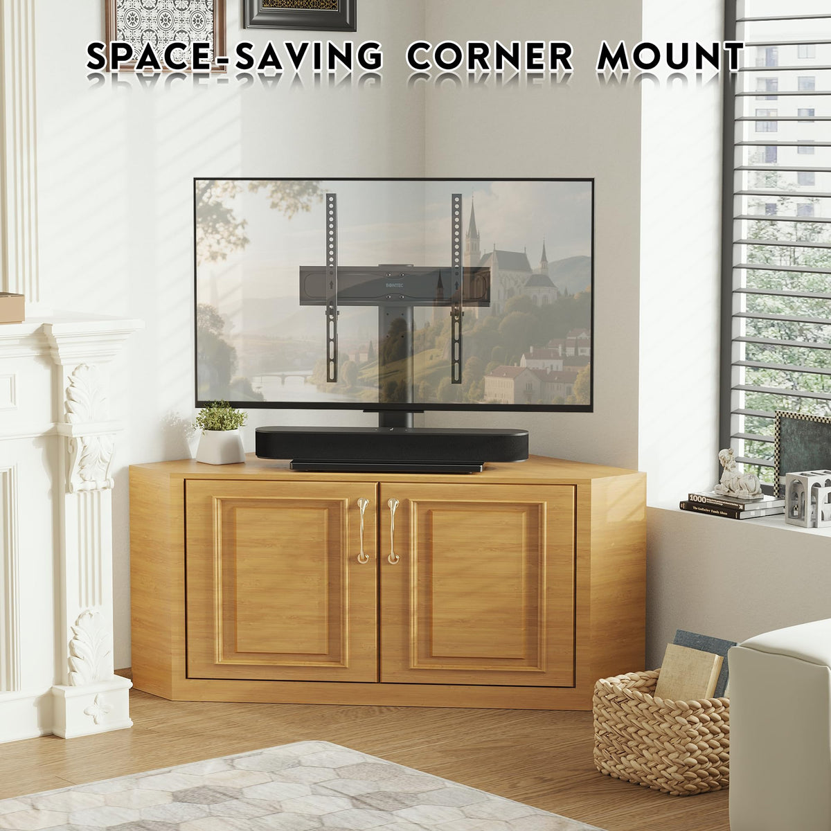 BONTEC Universal TV Stand for 24-60 Inch TVs, Height Adjustable, 45 kg
