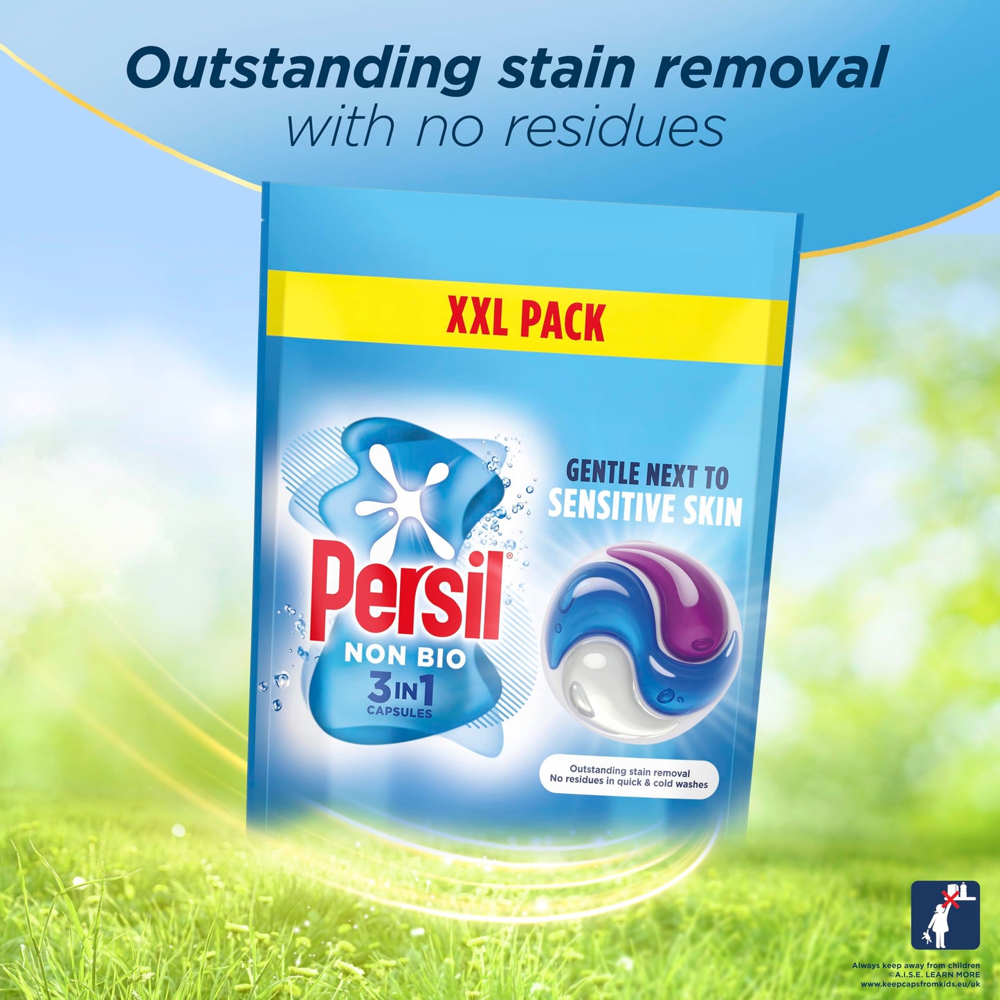 Persil Non Bio 3 in 1 Washing Capsules laundry capsules gentle next to sensitive skin for outstanding stain removal in quick & cold washes 58 washes