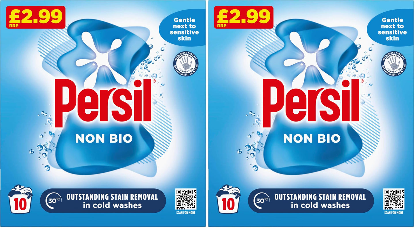 Persil Non Bio Washing Powder gentle next to sensitive skin for outstanding stain removal in cold washes 10 washes (500 g)