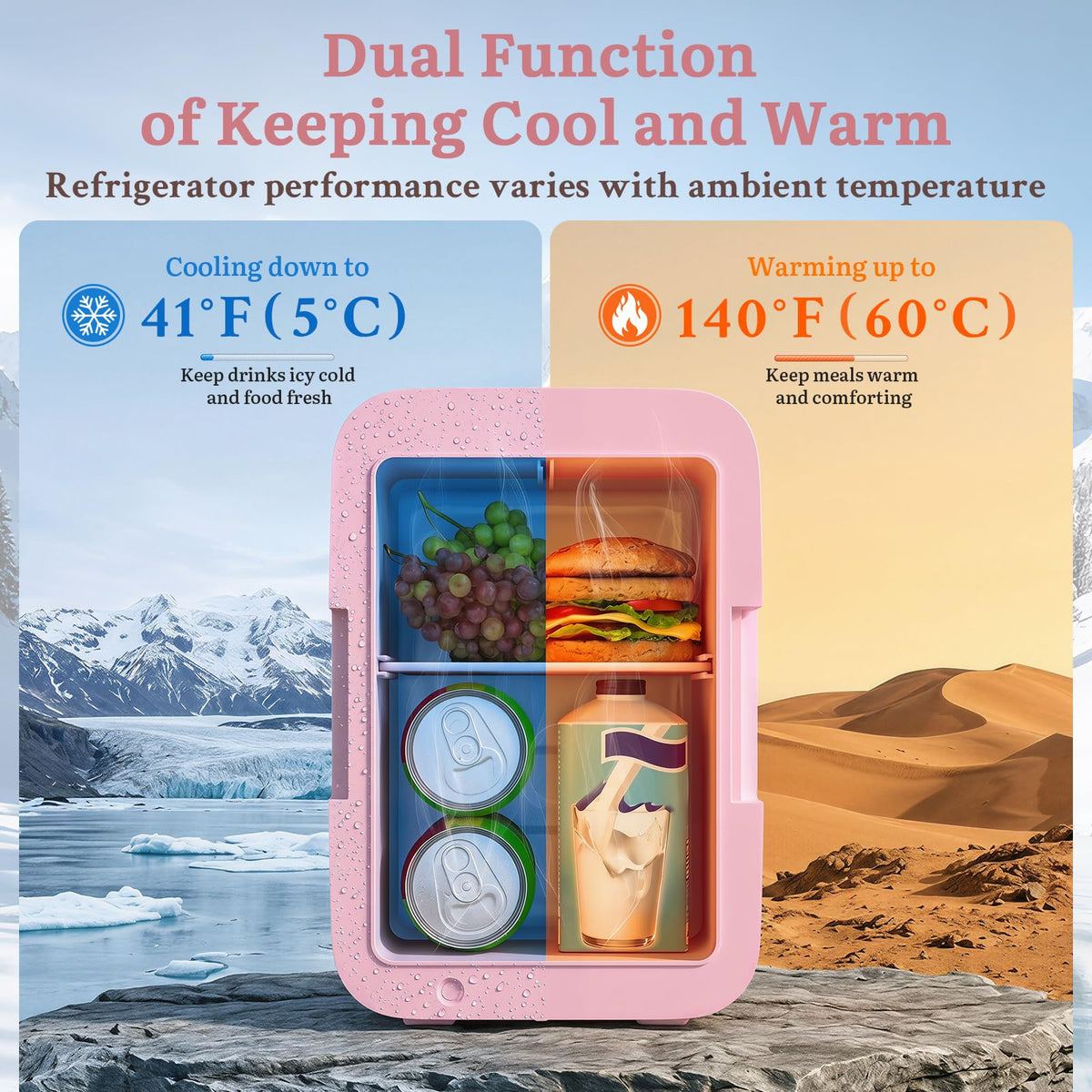 ARTETHYS Mini Fridge for Bedrooms, 10L Small Portable Car Fridges