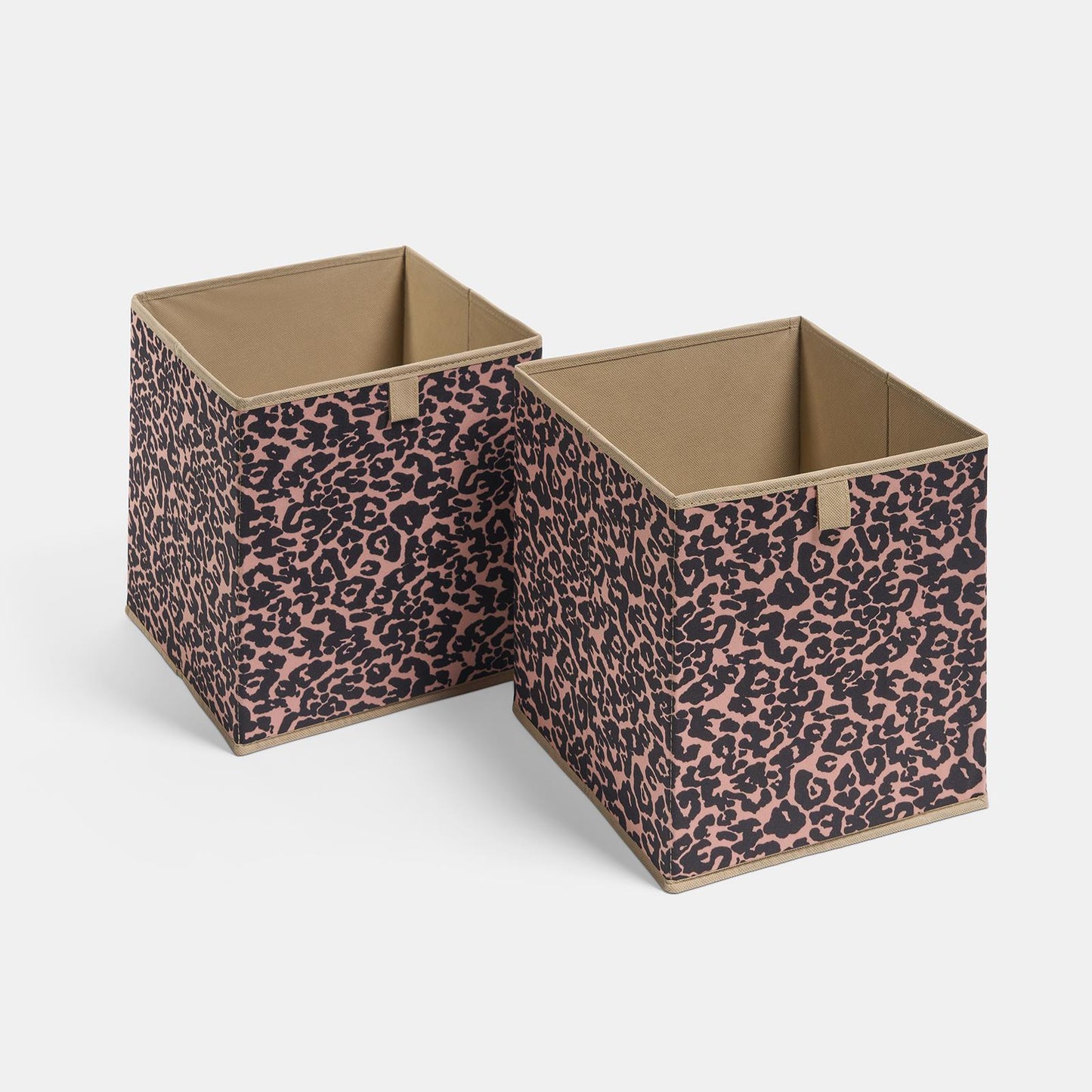 OHS Leopard Storage Cube Boxes 2/4 Pack Folding Shoe Organiser Tidy Set