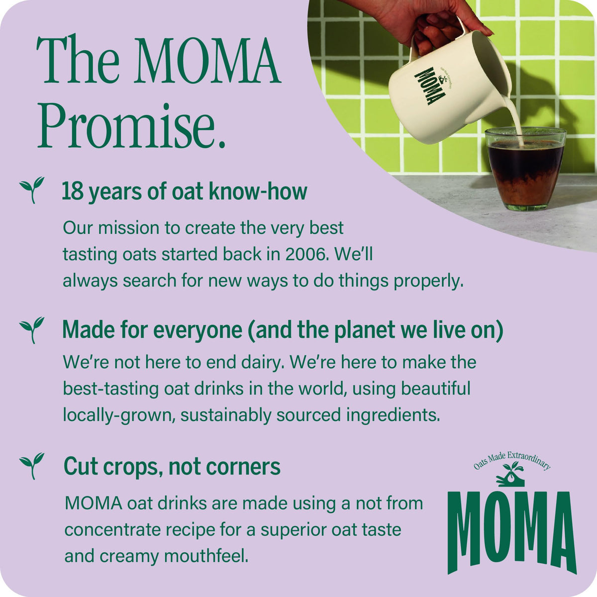 MOMA Pistachio Oat Drink • 1L • No Added Sugar • Vegan, Nut Free & GF