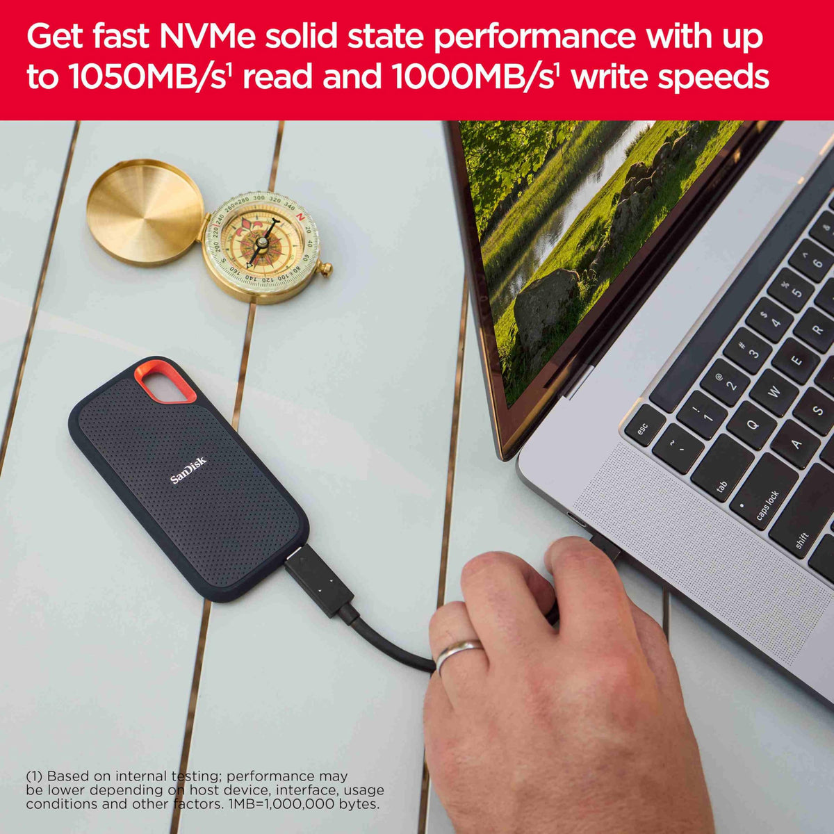 SanDisk Extreme Portable SSD 1TB - Up to 1050MB/s Read Speeds (Older Model)