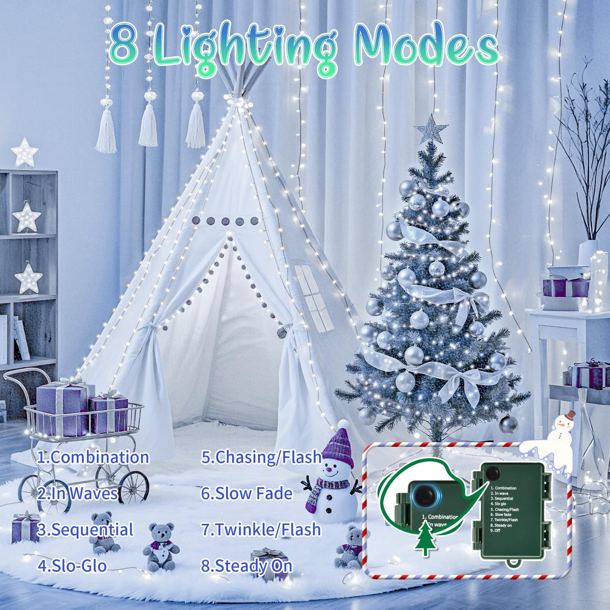 cshare Halloween Decorations Fairy Lights, 20Ft 60LED Orange-Purple USB/Battery String Lights with Timer Waterproof for Outdoor Indoor Autumn Fall Halloween Decorations-Green Wire