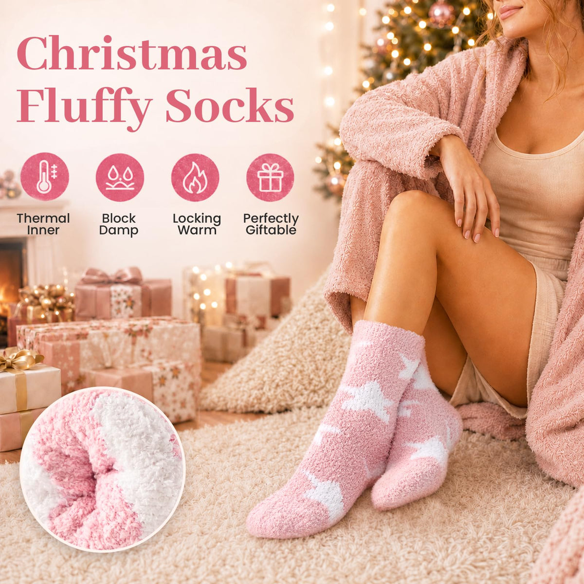 Fluffy Socks for Womens 3-8, Cosy Warm Bed Socks with Gift Box