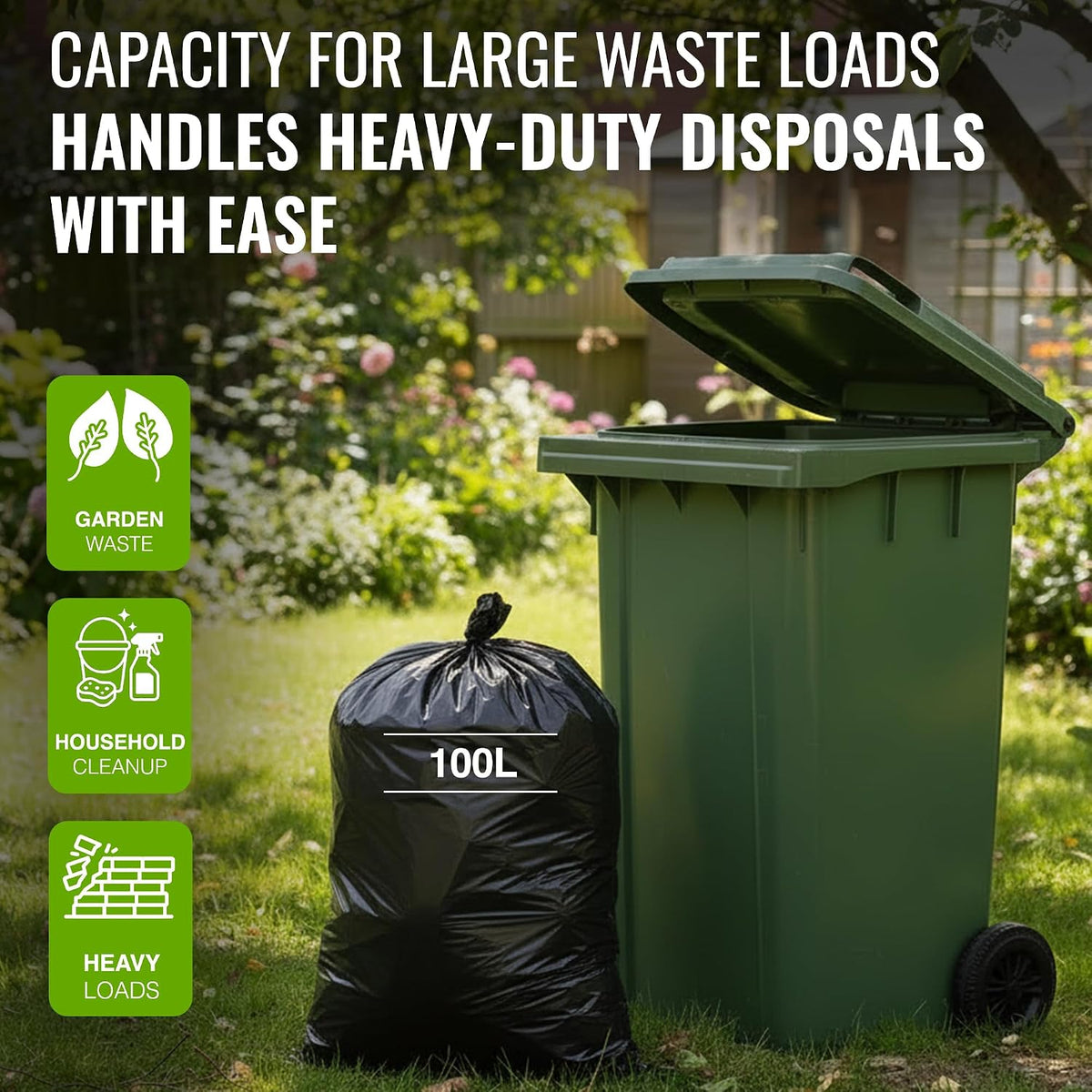 EcoBag Refuse Sacks, Recyclable & Leak Resistant, 100L Everyday (30µm)