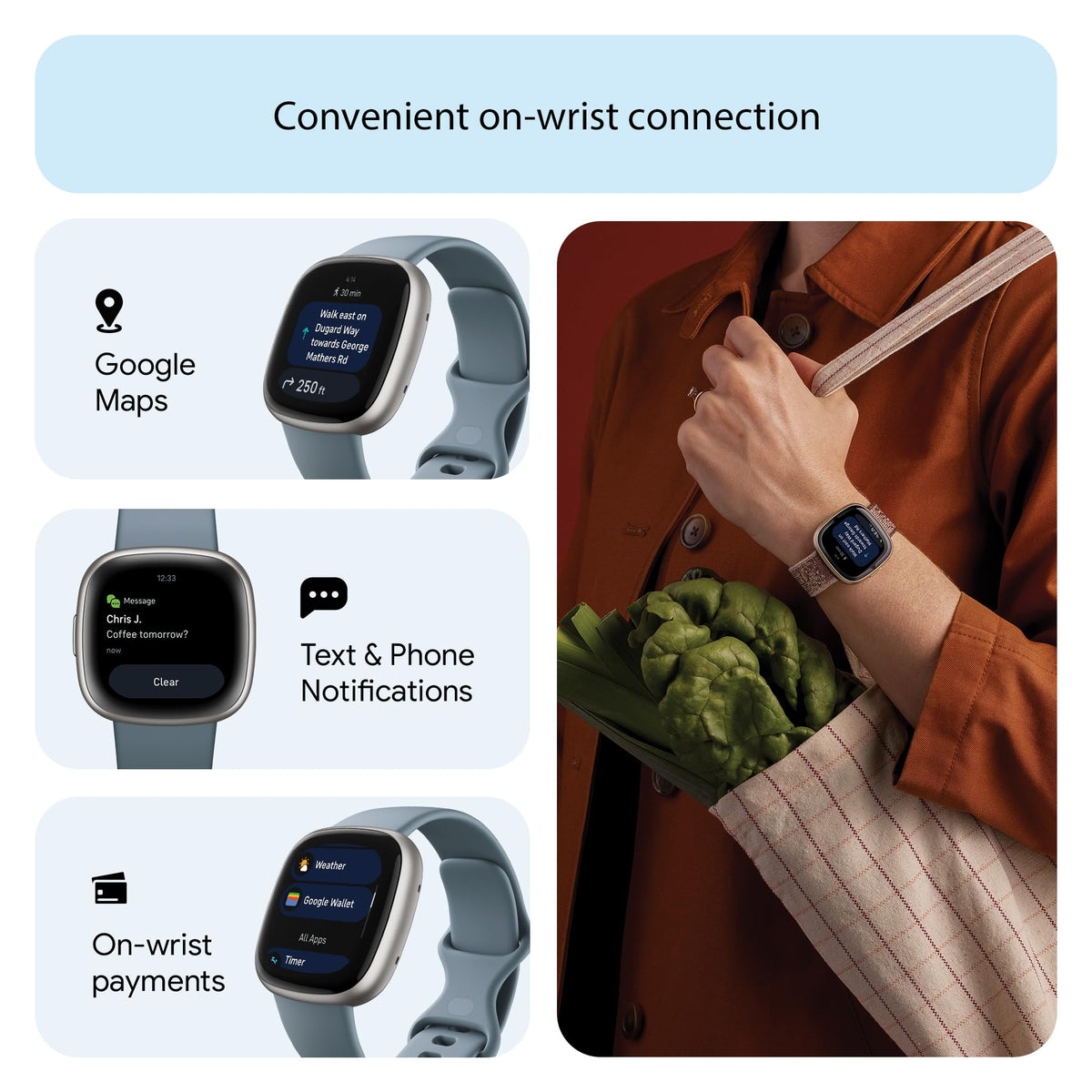 Fitbit Google Versa 4 Fitness Smartwatch with 3 Months Google Health Membership Included and up to 6 days battery life - compatible with iOS & Android, Black/Graphite Aluminium