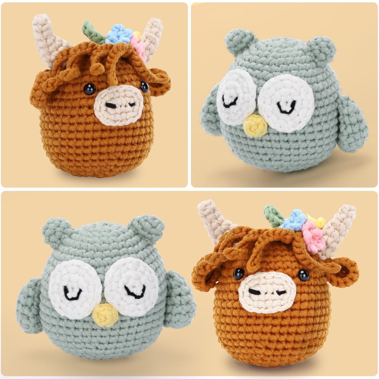 CROCHET BOX Complete Crochet Kit for Beginners - Highland Cow Crochet Kit, Include Video Tutorial, Instruction, Soft Yarn, Birthday Gift for Adults.