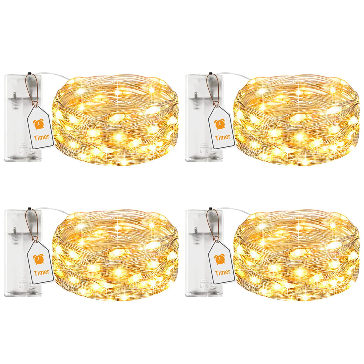 btfarm 2 Pack Halloween Orange Fairy Lights Battery Operated with Timer