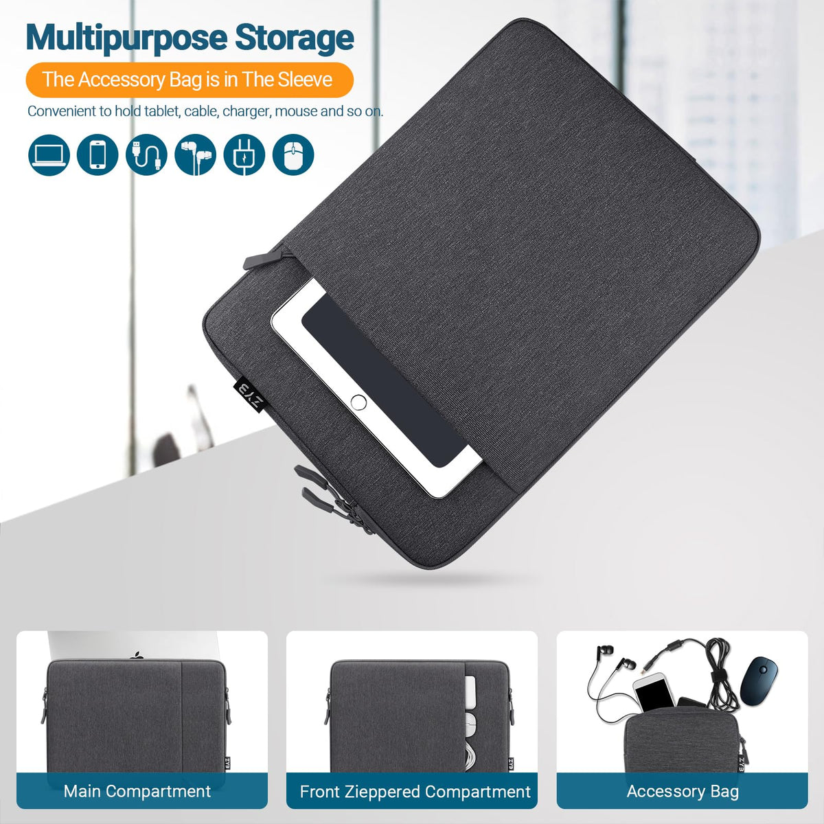 ZYB Laptop Sleeve 14 Inch, Waterproof Shockproof 14 Inch Laptop Case for 14" Notebook Lenovo Thinkpad IdeaPad, MacBook Air 15.3 2026-2023 M5 M4 M3 M2, 14" HP Dell Acer Chromebook Mac Pro 15-Purple