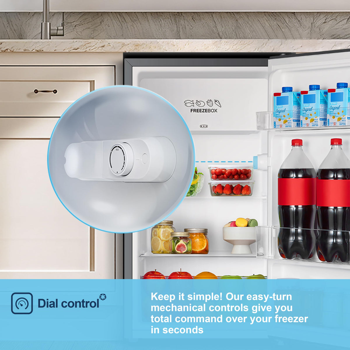 Fridgemaster 45L Table Top Mini Fridge MUR4545, 45cm Compact Refrigerator with Adjustable Thermostat, Reversible Door, 39dB Low Noise, White, Energy Class E