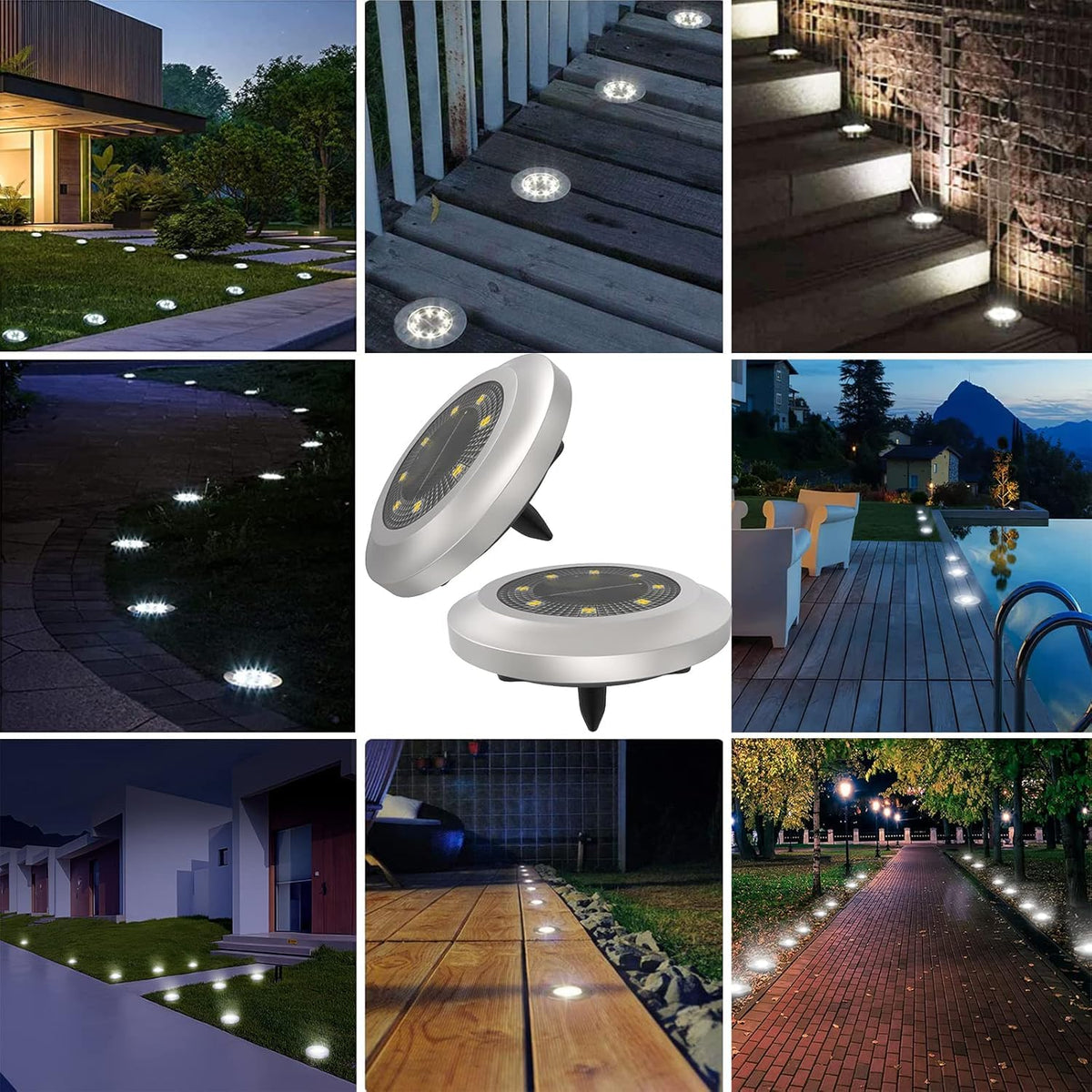 Torchtree Solar Lights Outdoor Garden,600mAh Solar Ground Lights, 8 LED Solar Disk Lights for Garden Lawn Pathway Yard Landscape Walkway（8 Pack Bright White） ﻿
