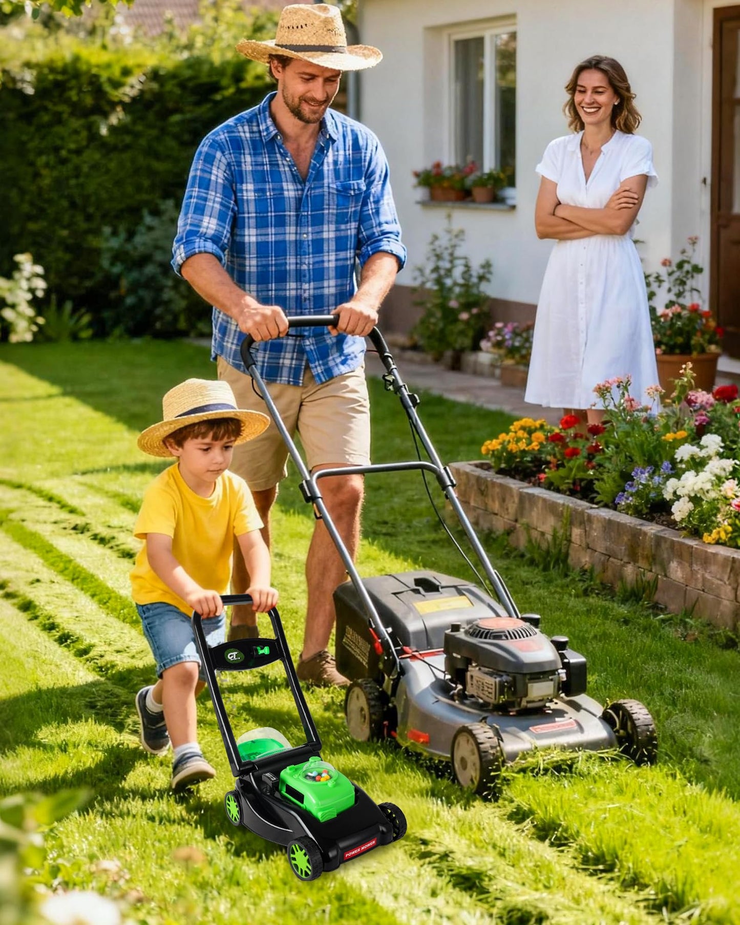 Kids Lawn Mower with Realistic Grass-Cutting Action and Sounds – No Batteries Required | Fun Outdoor Push Toy, Birthday Gift & Holiday Present for 3, 4, 5, 6, 7, 8 Year Old Boys and Girls