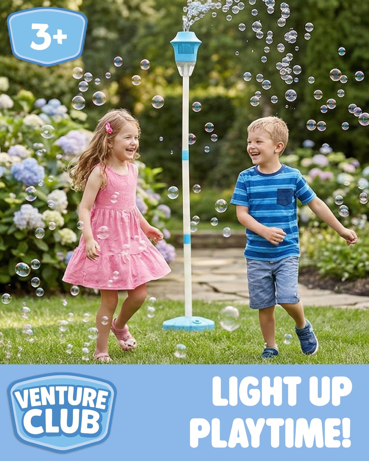 Venture Club Bubble Machine Lantern - Automatic Bubble Maker - Bubbles for Kids & Toddlers, Garden Toys & Games for Outdoor Play, Party & Active Fun - Free Standing, Easy Setup, Children Aged 3+