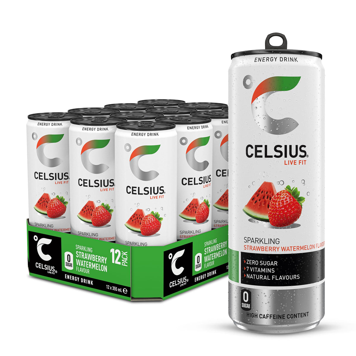 CELSIUS Energy Drink, Sparkling Mango Lemonade, Natural Flavours. No Artificial Colours, Sugar Free Energy Drinks, 355 mL, 4-Pack