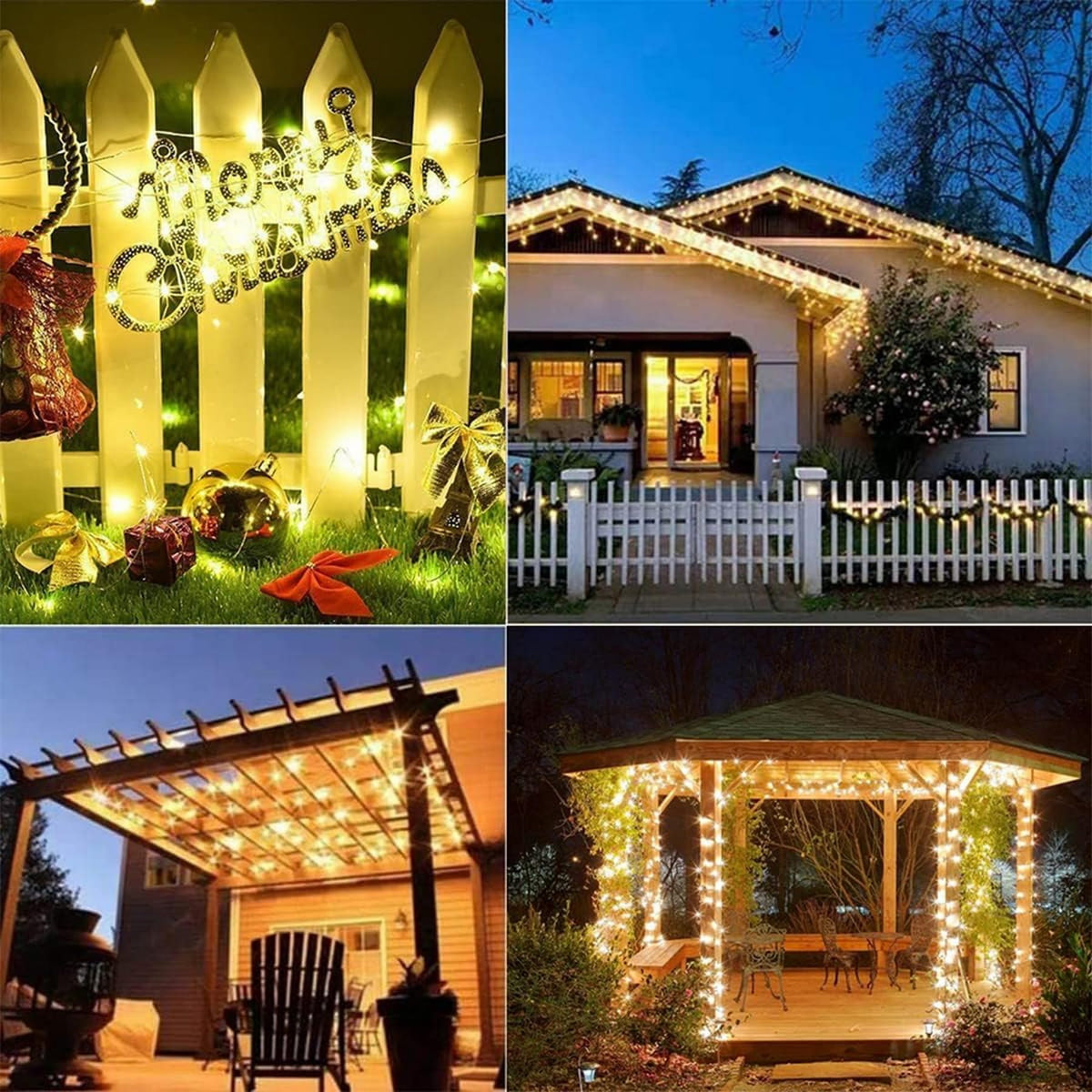 Lezonic 2Pack Solar String Lights Waterproof,12M/40Ft 120LED Garden Lights