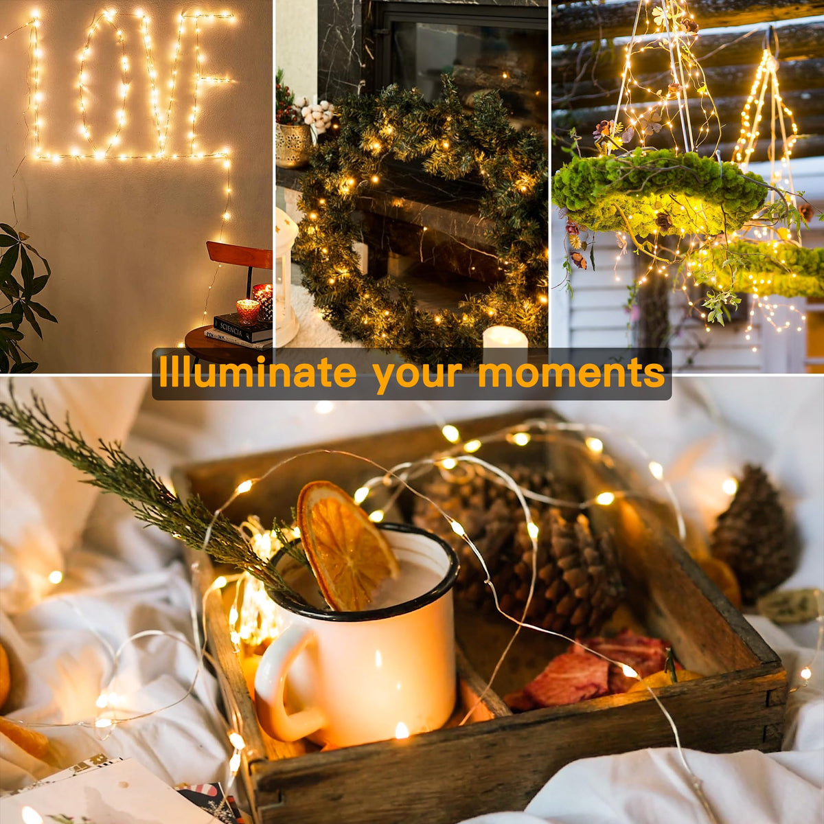 Ollny 10m 100LED Red Fairy Lights Battery Operated,Copper Wire String Light