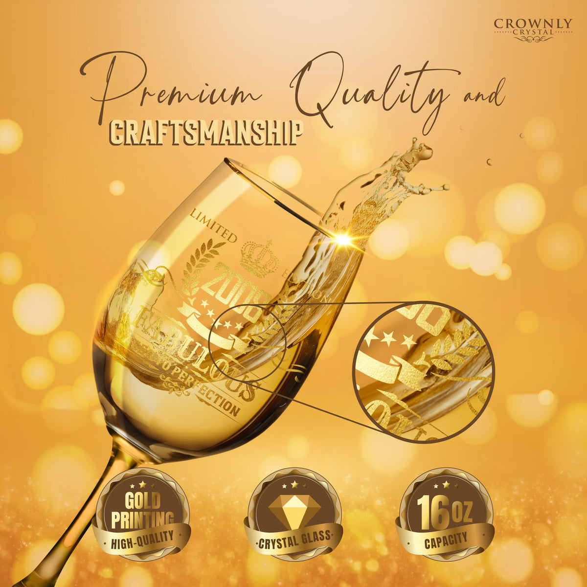 CROWNLY CRYSTAL® Mothers Day Gifts for Mum Wine Glass Personalised Mummy Birthday Present Womens Drinking Glasses Ladies Gift Ideas Mum Presents from Daughter Son