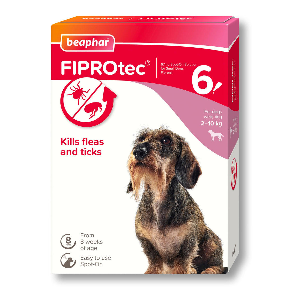 Beaphar - FIPROtec Spot-On Flea & Tick Treatment for Medium Dogs 10-20kg - 6 Pipettes - Kills Fleas & Ticks – Veterinary Medicine - Easy to Apply Monthly - Suitable for Dogs & Puppies from 8 Weeks