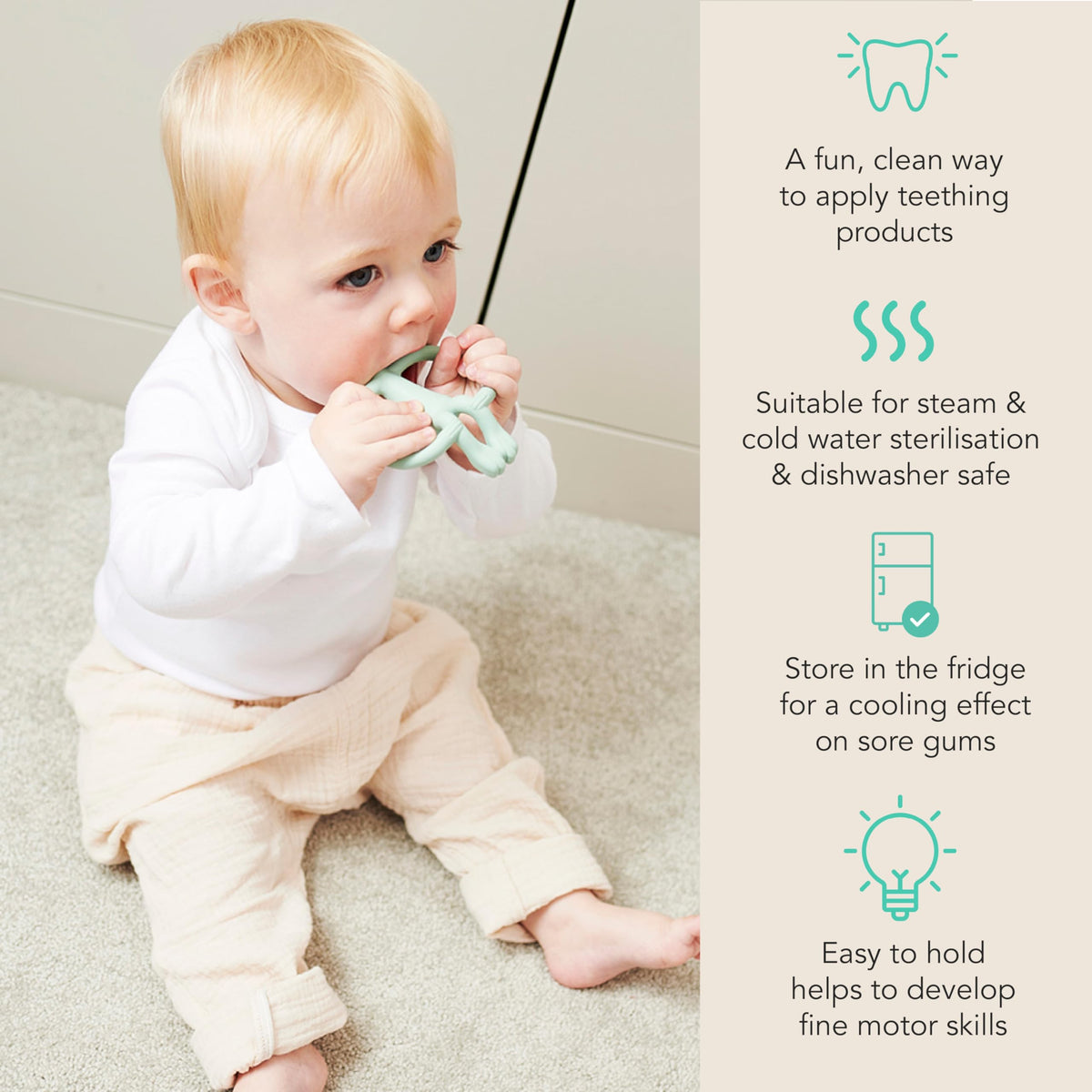 Matchstick Monkey Original Teether with Gel Applicator, Hearts