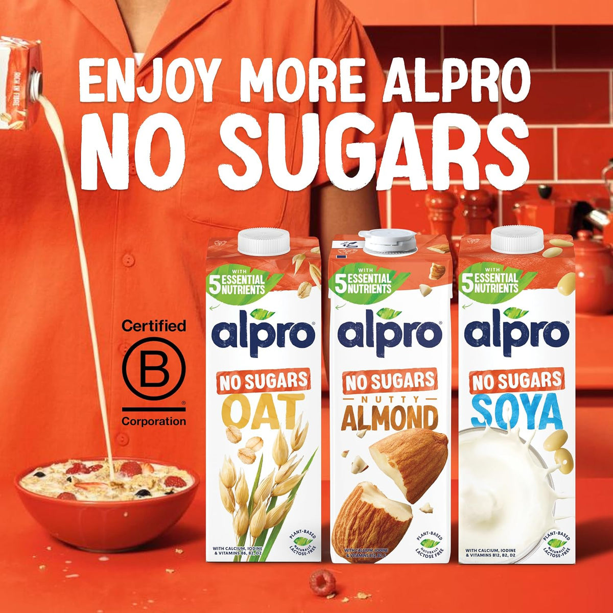 Alpro Almond Drink No Sugar Unsweetened Dairy Free Long Life 1L (8 Pack)