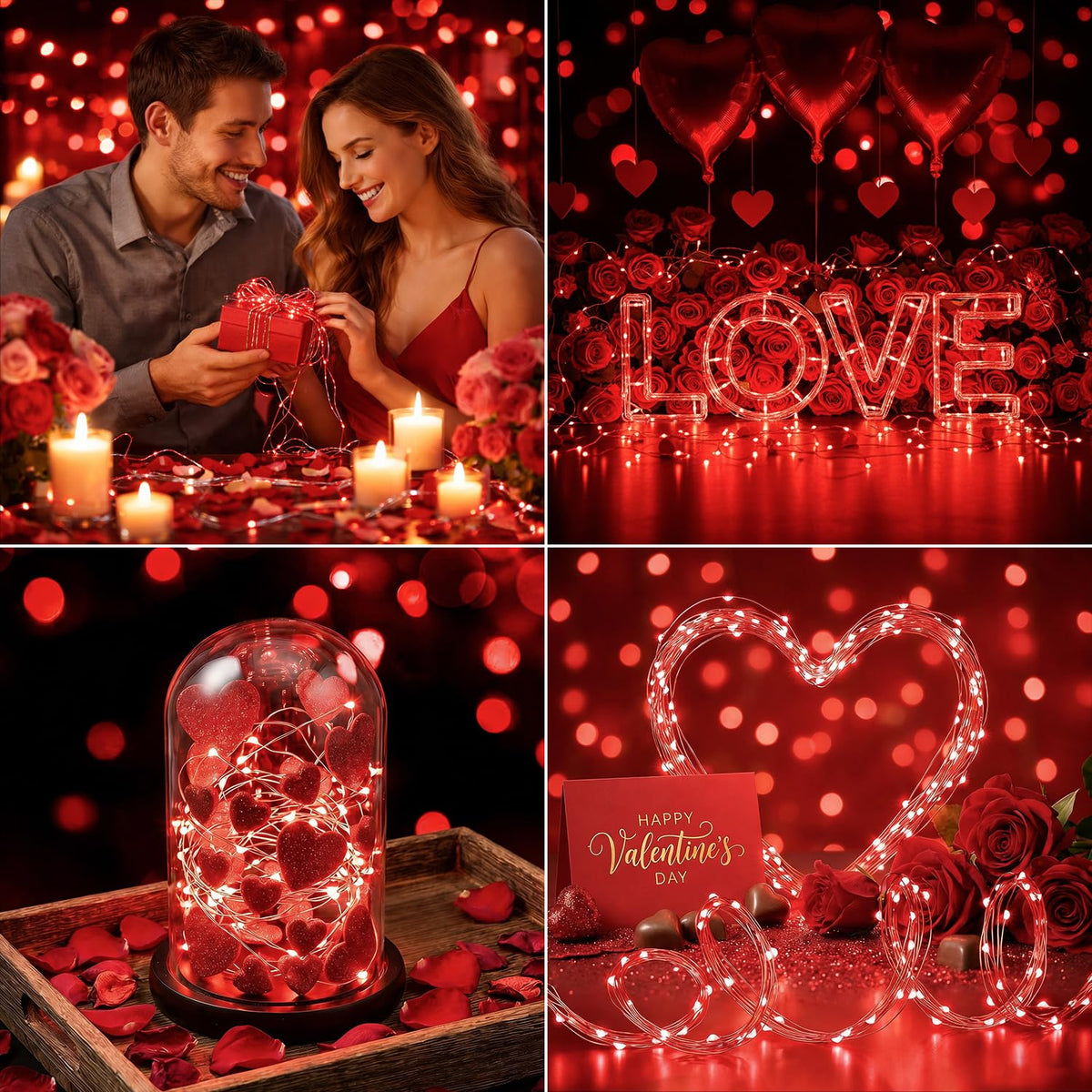 Ollny 10m 100LED Red Fairy Lights Battery Operated,Copper Wire String Light