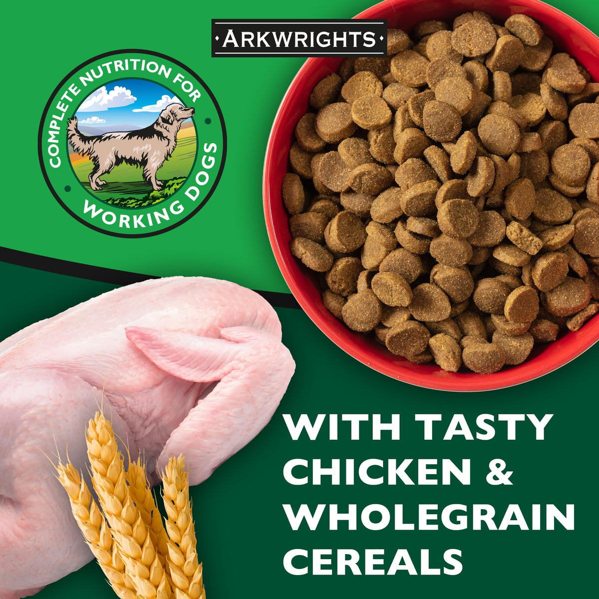 Arkwrights Complete with Beef Dry Dog Food 15kg - Complete Nutrition for Working and Sporting Adult Dogs - Healthy, Nutritious Dry Dog Biscuits