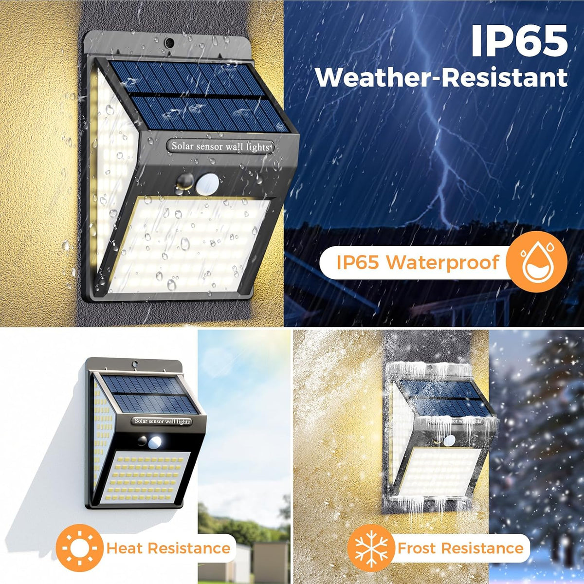 litogo [4 Pack White Frame 140LED Solar Security Lights Outdoor, Solar Motion Sensor Lights 270ºWide Angle Waterproof Solar Powered Durable Wall Lights Outside 3 Modes