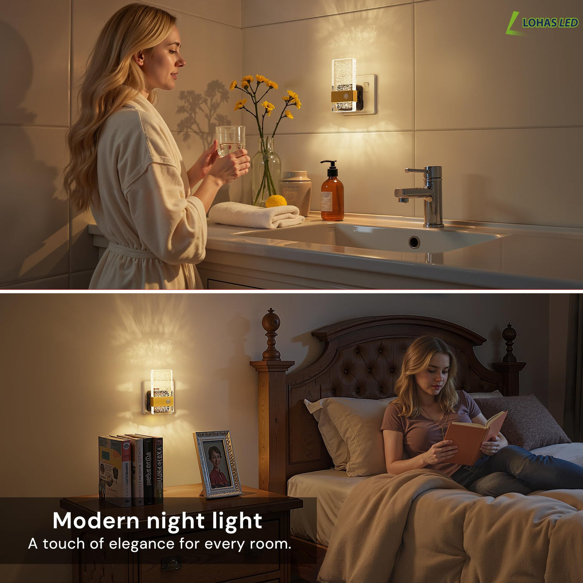 LOHAS-LED Night Light Plug in Wall with Motion Sensor, Dimmable Night Light