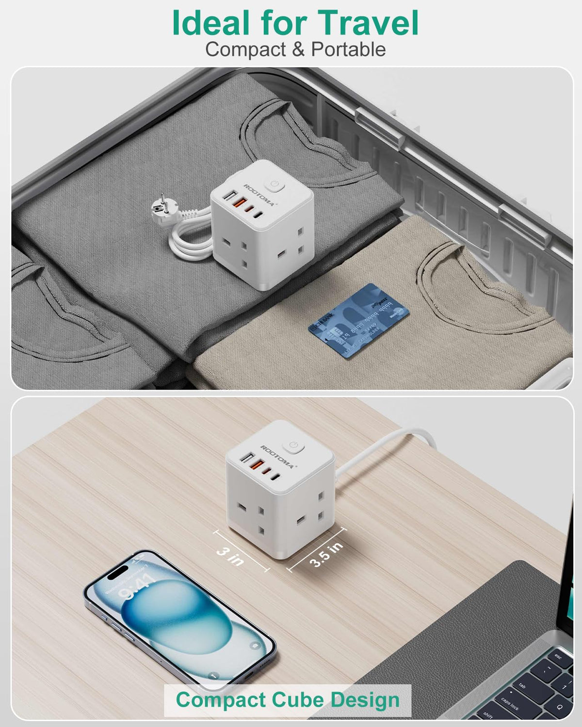 Japan Travel Adapter 3 Way 4 Fast Charging USB (QC3.0/PD20W)